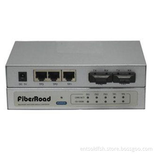 Full Duplex RJ45 2 Port Fiber Optic Switches Internet Auto